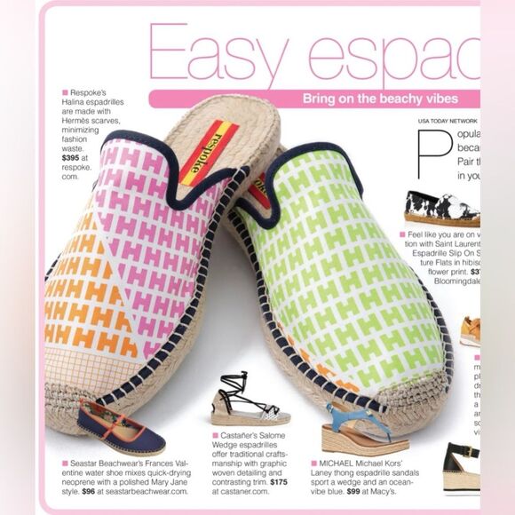 Respoke Halina Mule Espadrilles Size 40 US 9.5 - 10 Orange Pink Multi Hermes - Picture 7 of 7